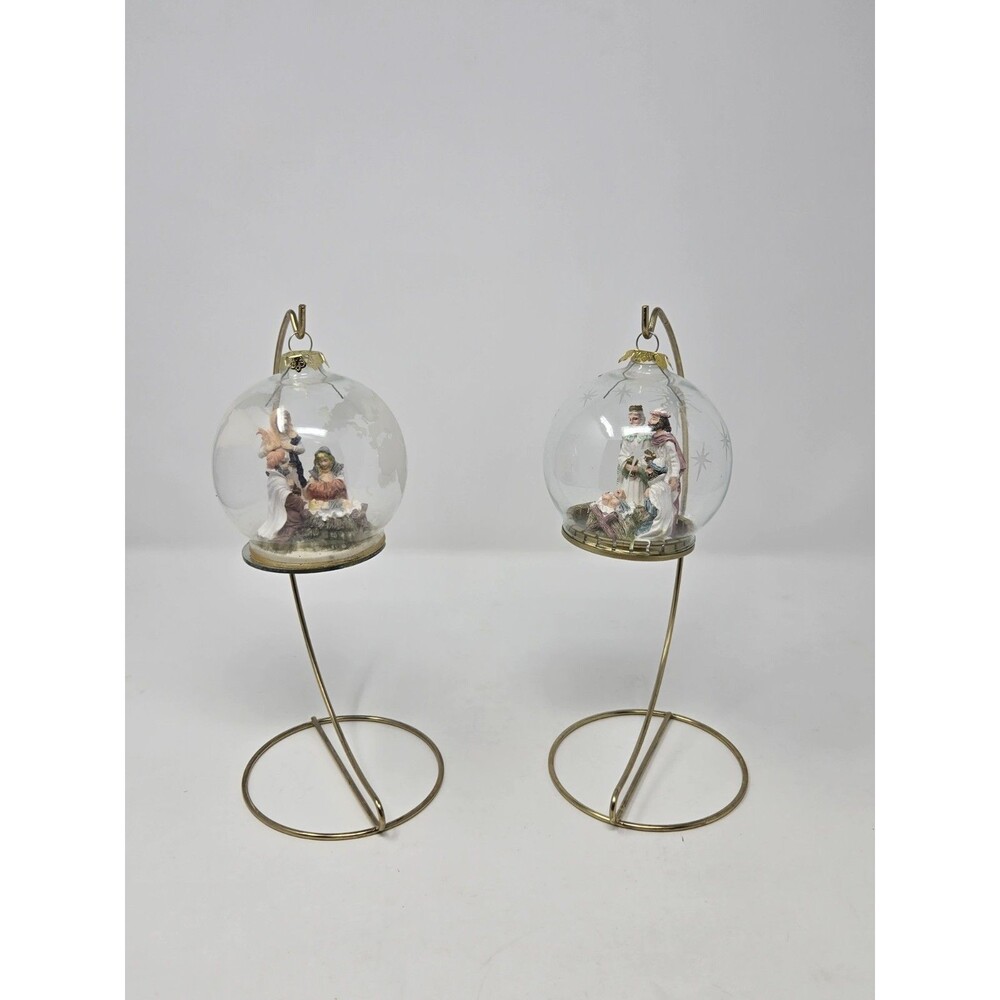 VINTAGE CHRISTMAS AROUND THE WORLD HANGING ORNAMENT SET OF 2 NATIVITY 1993 1994